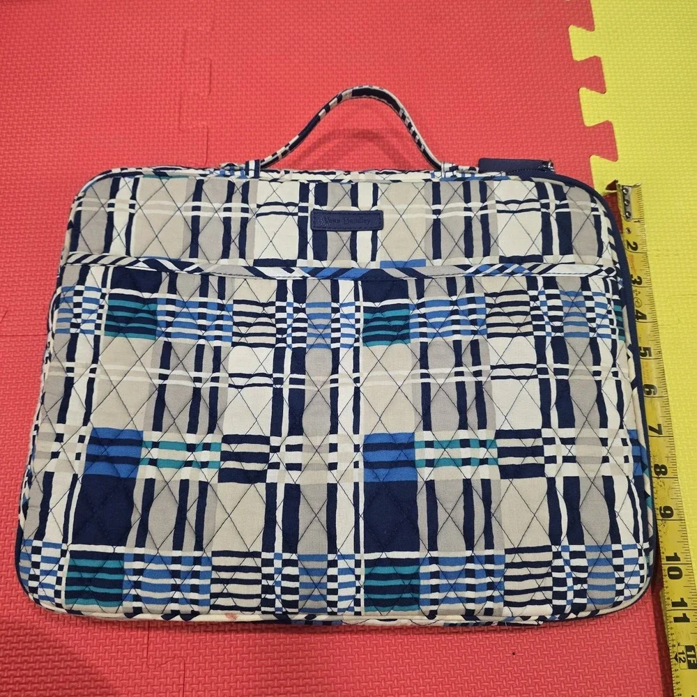 Vera Bradley Blue Bayou Plaid Quilted Laptop Sleeve Case‎ Bag 13